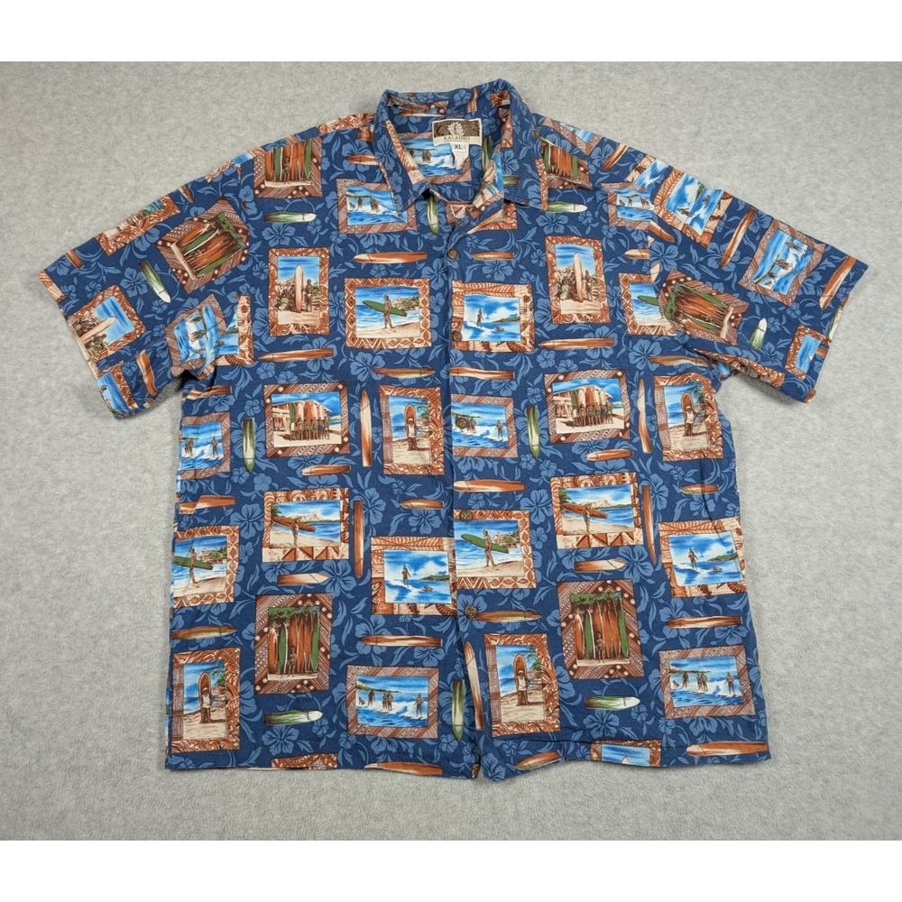 Kalaheo Men Shirt XL Hawaiian‎ Hibiscus Surfing Short Sleeve Vacation Vintage